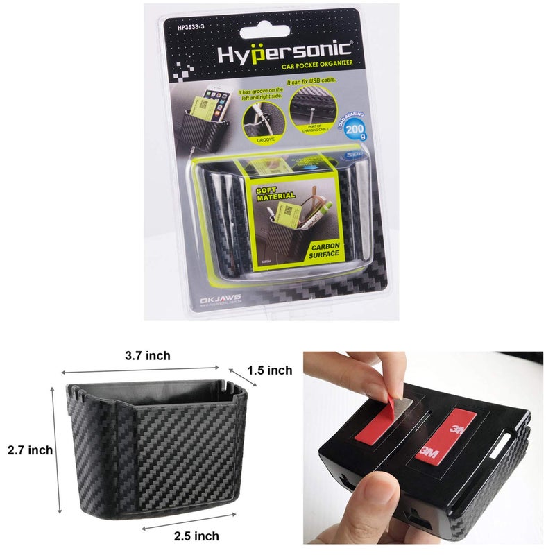 Hypersonic Front Seat Car Organizer Universal Vehicle Dashboard Pocket Holder Plastic Black Cargo Storage Box Holds Phone Money Cards Keys Glasses Remote - Image 5